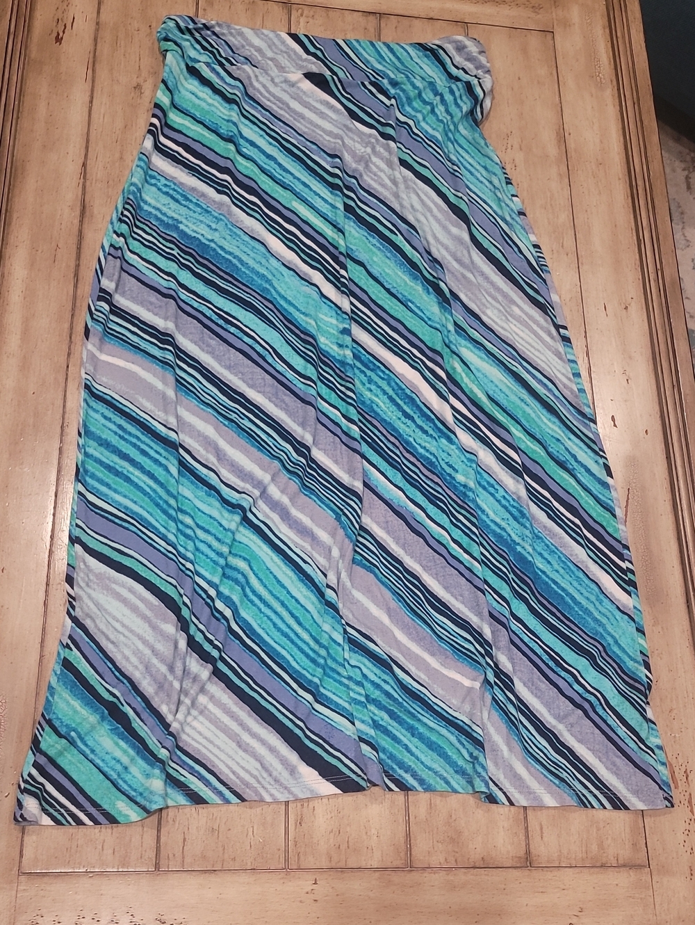 Liz Claiborne Blue Teal Striped Maxi Skirt